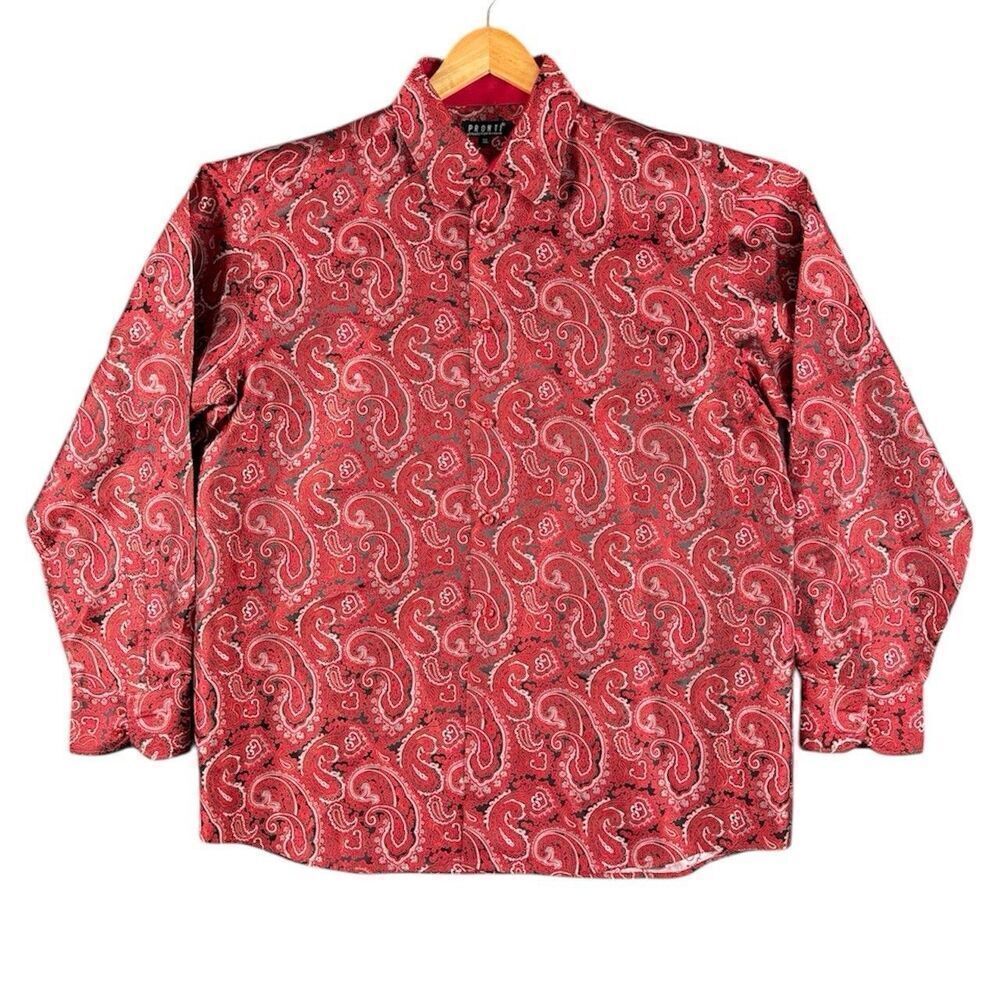Pronti XL Collection by Phita Rich Vibrant Paisley Long Sleeve Button Down Shirt